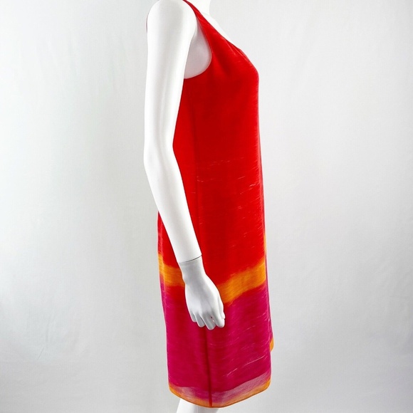 Emanuel Ungaro Liberte Orange Sleeveless Sheath Dress Size 8P Colorful Chic - Picture 6 of 9